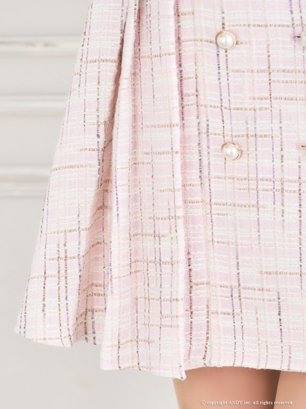 画像16: XSサイズあり【an /アン】ツイード/ パールボタン/ ショルダーリボン/ ノースリーブ/ フレア/ 裾プリーツ/ ミニドレス/ キャバドレス[OF05] (16)