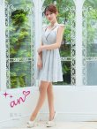 画像3: XSサイズあり【an /アン】ツイード/ パールボタン/ ショルダーリボン/ ノースリーブ/ フレア/ 裾プリーツ/ ミニドレス/ キャバドレス[OF05] (3)