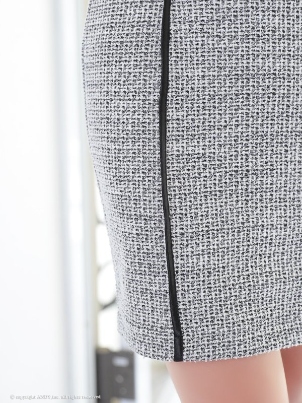 画像9: XSサイズあり【an /アン】 ストレッチ/ ツイード/ アンサンブル/ リボン/ 半袖/ 袖あり/ バストシアー/ タイト/ ミニドレス/ キャバドレス[OF05] (9)