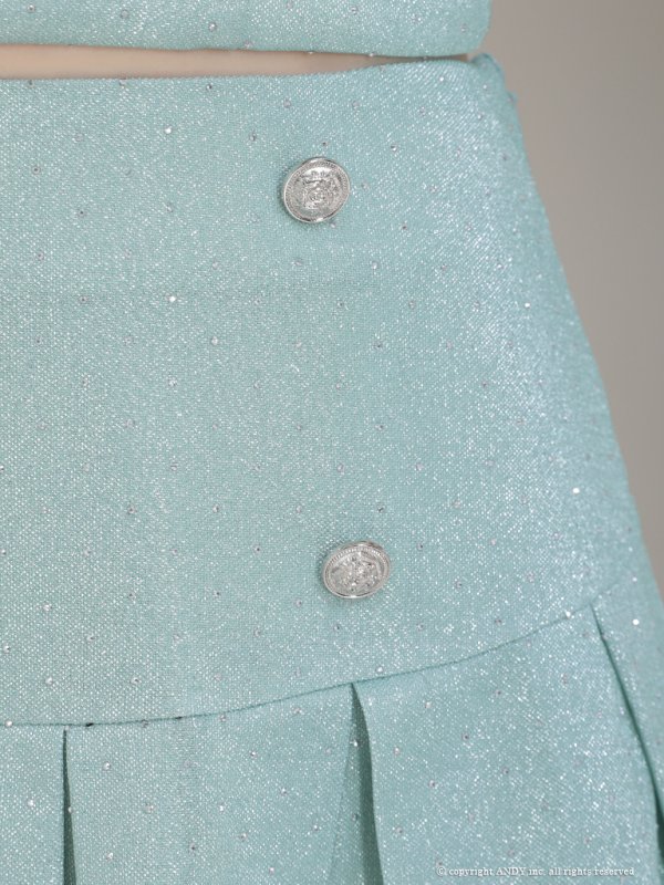 画像7: XSサイズあり【an /アン】ショルダーリボン/ ラメ/ラインストーン/ ストレッチ/ プリーツ/ フレア/ セットアップ/ ミニドレス/ キャバドレス[OF05] (7)