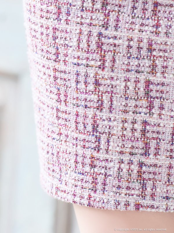 画像27: XSサイズあり【an /アン】 ストレッチ/ ツイード/ カットアウト/ パールボタン/ 半袖/ 袖あり/ タイト/ ミニドレス/ キャバドレス[OF05] (27)