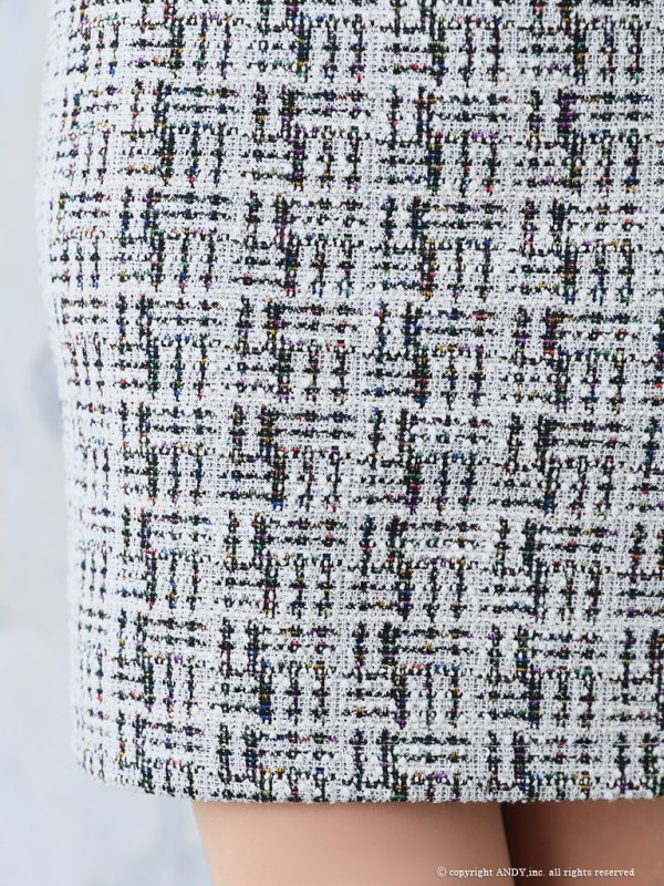 画像19: XSサイズあり【an /アン】 ストレッチ/ ツイード/ カットアウト/ パールボタン/ 半袖/ 袖あり/ タイト/ ミニドレス/ キャバドレス[OF05] (19)