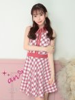 画像10: XSサイズあり【an /アン】 ノースリーブ/ 襟あり/ ツイードチェック/ チェーン/ フロントジップ/ Aライン/フレア/ ミニドレス/ キャバドレス[OF05] (10)