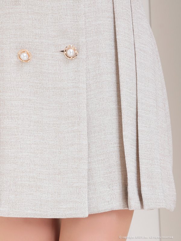 画像21: XSサイズあり【an/アン】ジャケット風/ 襟付き/ パールボタン/ ノースリーブ/ プリーツ/ フレア/ ワンピース/ ミニドレス/ キャバドレス[OF05] (21)