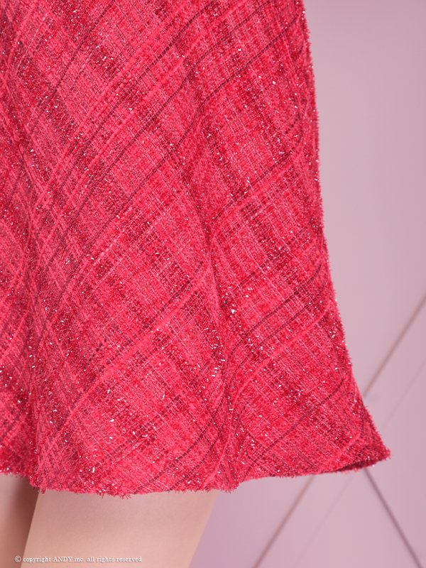 画像13: XSサイズあり【an/アン】チェック柄/ オフショルダー/ ショルダーリボン/ フロントジップ/ Aライン/ フレア/ ミニドレス/ キャバドレス[OF05] (13)