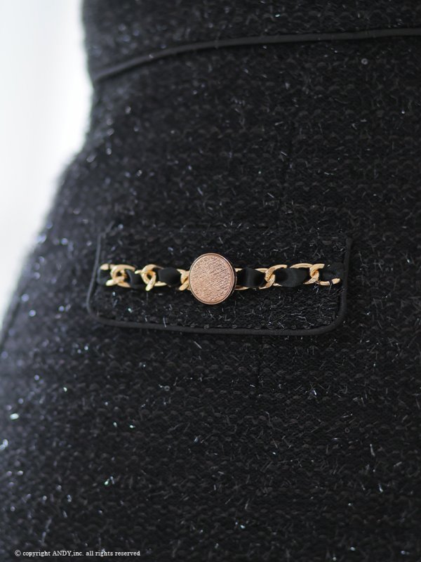 画像30: XSサイズあり【an /アン】 リボン/ チェーン/ フロントジップ/ ストレッチ/ タイト/ ミニドレス/ キャバドレス[OF05] (30)