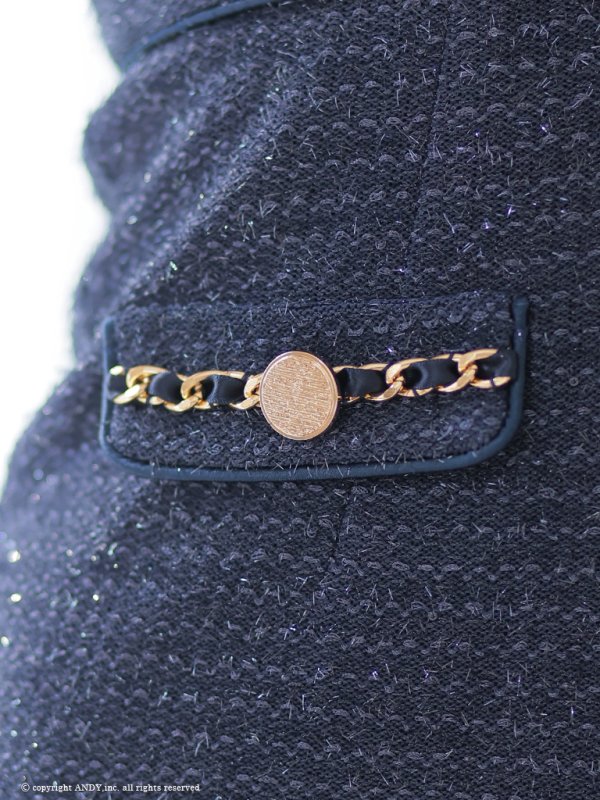 画像39: XSサイズあり【an /アン】 リボン/ チェーン/ フロントジップ/ ストレッチ/ タイト/ ミニドレス/ キャバドレス[OF05] (39)