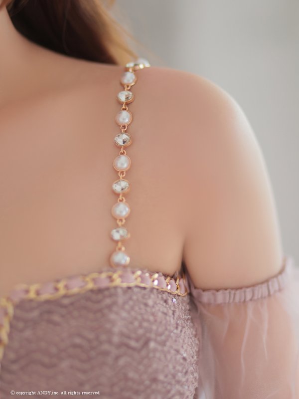 画像23: XSサイズあり【an /アン】袖取り外し可能/ チュール/ ツイード/ リボン/ チェーン/ パール/ キャミソール/ タイト/ ミニドレス/ キャバドレス[OF05] (23)