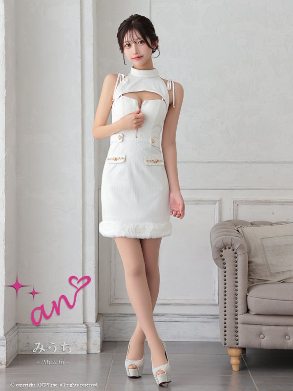 画像28: XSサイズあり【an /アン】 バストジッパー/ ハイネック/ カットアウト/ ノースリーブ/ ポケットデザイン/ 裾ファー/ タイト/ ミニドレス/ キャバドレス[OF05] (28)