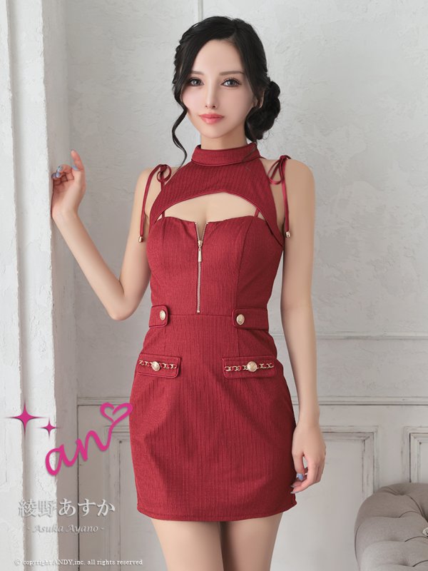 画像17: XSサイズあり【an /アン】 バストジッパー/ ハイネック/ カットアウト/ ノースリーブ/ ポケットデザイン/ 裾ファー/ タイト/ ミニドレス/ キャバドレス[OF05] (17)