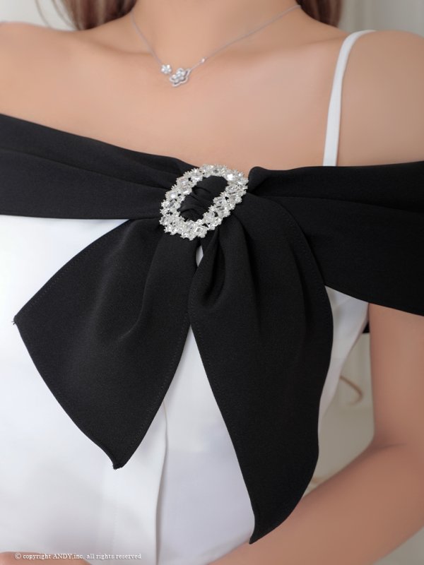 画像34: XSサイズあり【an /アン】バイカラー/ リボン/ オフショル/ プリーツ/ フレア/ セットアップ/ ミニドレス/ キャバドレス[OF05] (34)