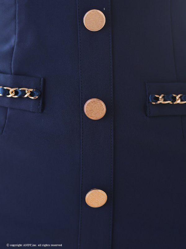 画像8: XSサイズあり【an /アン】セットアップ/ ノースリーブ/ フリルショルダー/ フロントジップ/ ボタン/ タイト/ ミニドレス/ キャバドレス[OF05] (8)