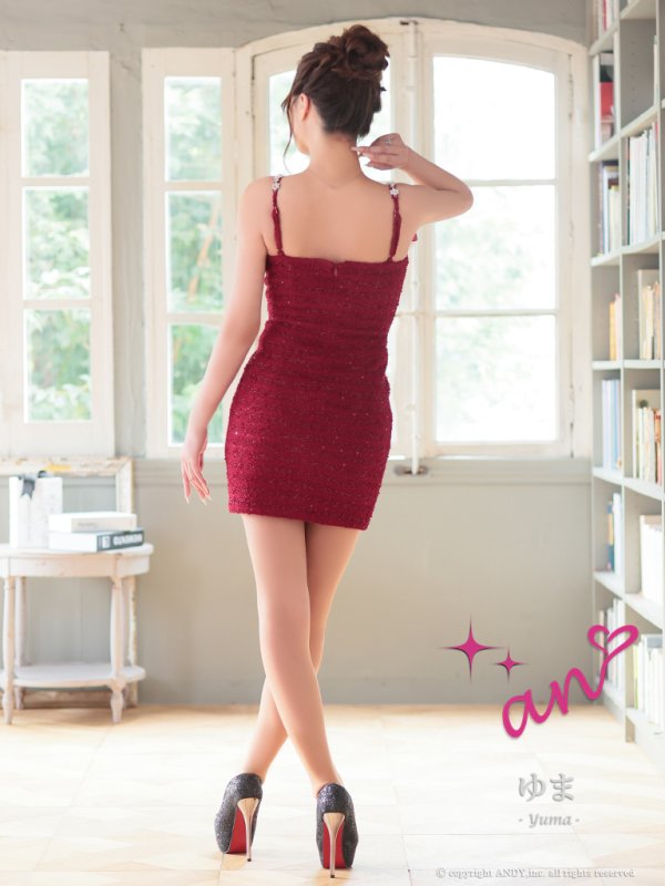 画像39: XSサイズあり【an /アン】 ショルダービジュー/ リボン/ フロントジップ/ ストレッチ/ タイト/ ミニドレス/ キャバドレス[OF05] (39)