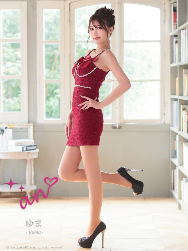 画像38: XSサイズあり【an /アン】 ショルダービジュー/ リボン/ フロントジップ/ ストレッチ/ タイト/ ミニドレス/ キャバドレス[OF05] (38)