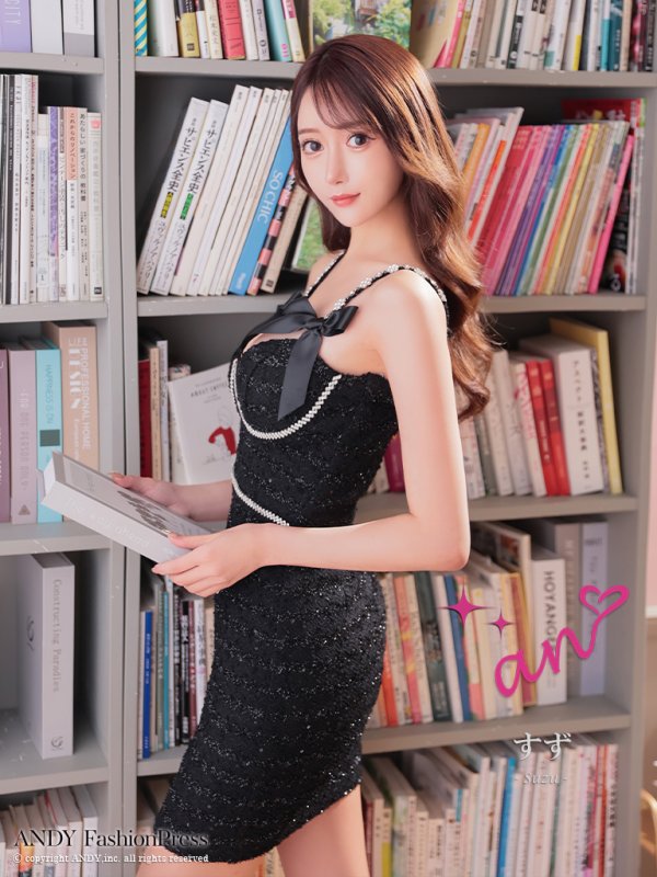 画像23: XSサイズあり【an /アン】 ショルダービジュー/ リボン/ フロントジップ/ ストレッチ/ タイト/ ミニドレス/ キャバドレス[OF05] (23)