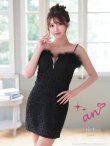 画像15: XSサイズあり【an /アン】袖あり/ ショルダーリボン/ ファー/ 取り外し可能/ バストジッパー/ チェーン/ キャミソール/ タイト/ ミニドレス/ キャバドレス[OF05] (15)