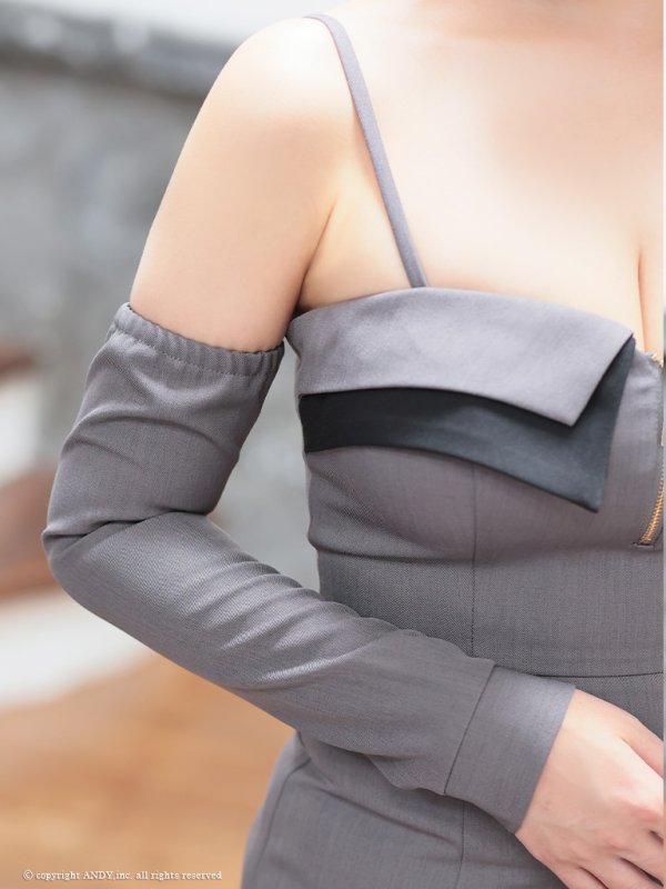 画像7: XSサイズあり【an /アン】 オフショル/ バストジッパー/ 袖あり/ 長袖/ バイカラー/ タイト/ ミニドレス/ キャバドレス[OF05] (7)