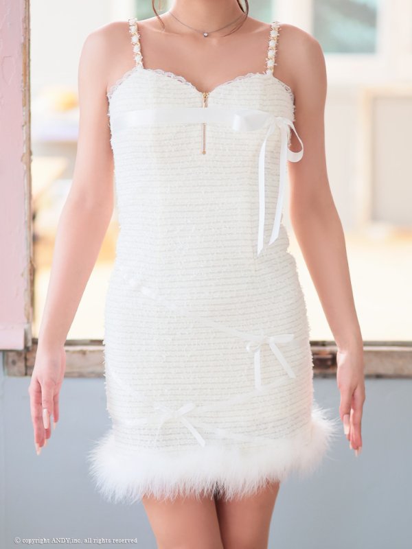 画像27: XSサイズあり【an /アン】 ツイード/ リボン/ バストジップ/ チェーンショルダー/ タイト/ ミニドレス/ キャバドレス[OF05] (27)