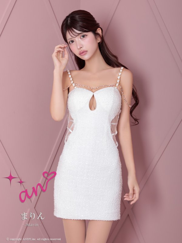 画像23: XSサイズあり【an /アン】ショルダーリボン/ チェーン/ ストレッチ/ ツイード/ バストカット/ シアー/ タイト/ ミニドレス/ キャバドレス[OF05] (23)