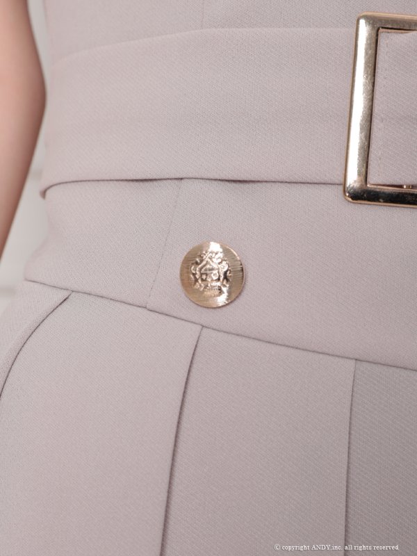 画像7: XSサイズあり【an/アン】ジャケット風襟付き/ ボタン/ ウエストベルト/ ノースリーブ/ プリーツ/ フレア/ ミニドレス/ キャバドレス[OF05] (7)