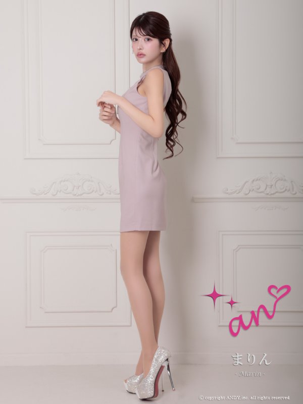 画像10: XSサイズあり【an /アン】チュールレース/ 切替/ ビジューライン/ バストジッパー/ ノースリーブ/ タイト/ ミニドレス/ キャバドレス[OF05]] (10)