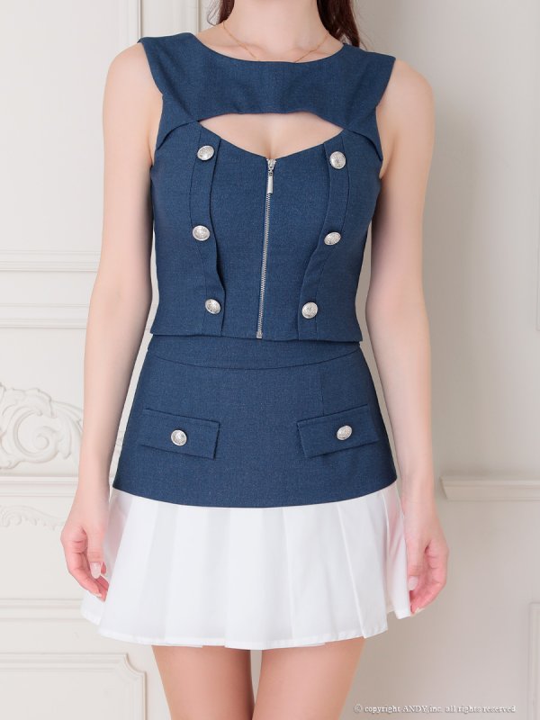 インディゴxホワイト モデル：ゆめ　身長：160cm　着用サイズ：Sサイズ