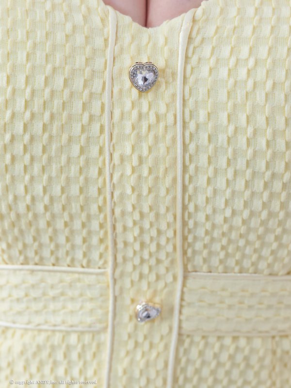 画像6: XSサイズあり【an /アン】 2way/ ハートボタン/ パイピング/ チュール/ ノースリーブ/ タイト/ ミニドレス/ キャバドレス[OF05] (6)