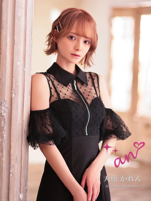 ブラック　モデル：天使かれん　身長：163cm　着用サイズ：Sサイズ