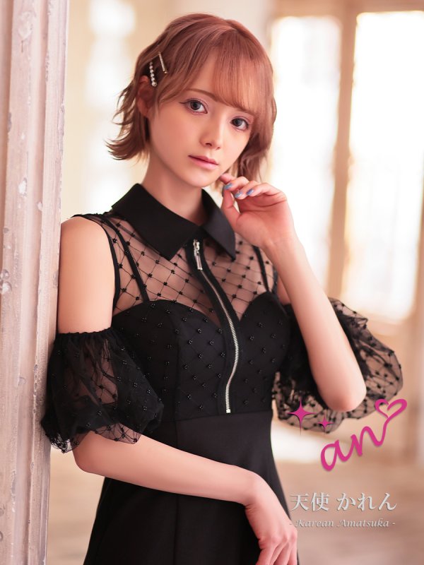 ブラック　モデル：天使かれん　身長：163cm　着用サイズ：Sサイズ