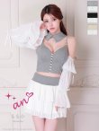 グレーxホワイト モデル：ももか　身長：156cm　着用サイズ：Sサイズ