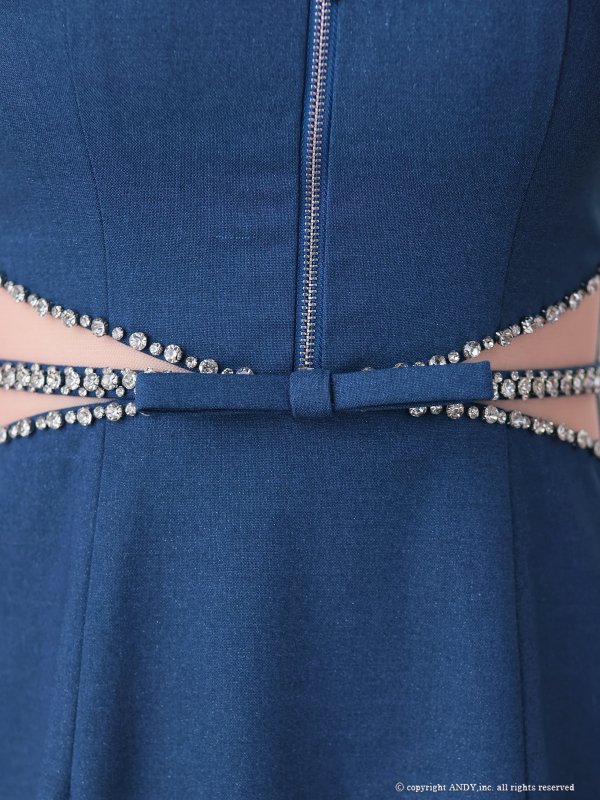 画像16: XSサイズあり【an /アン】ビジュー/ ラメ/ スクエアネック/ バストジップ/ カットアウト/ シアー/ 袖あり/ 五分袖/ タイト/ ミニドレス/ キャバドレス[OF05] (16)