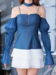 インディゴxホワイト モデル：るり　身長：165cm　着用サイズ：Sサイズ