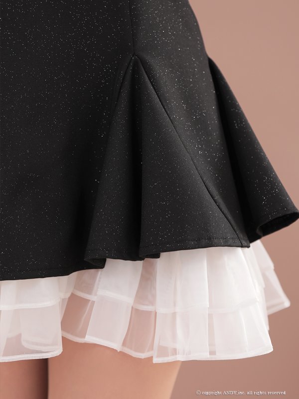 画像16: XSサイズあり【an /アン】ビジュー/ バストジップ/ チェーン/ アメスリ/ フリル/ バイカラー/ フレア/ ミニドレス/ キャバドレス[OF05] (16)