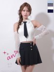 画像13: XSサイズあり【an /アン】4way/ 袖取り外し可能/ ネクタイ付き/ 襟/ フロントジップ/ アメスリ/ プリーツ/ フレア/ セットアップ/ ミニドレス/ キャバドレス[OF05] (13)
