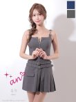 画像12: XSサイズあり【an/アン】フロントジップ/ ノースリーブ/ ダブルベルト/ アシンメトリー/ プリーツ/ ワンピース/ ミニドレス/ キャバドレス[OF05] (12)