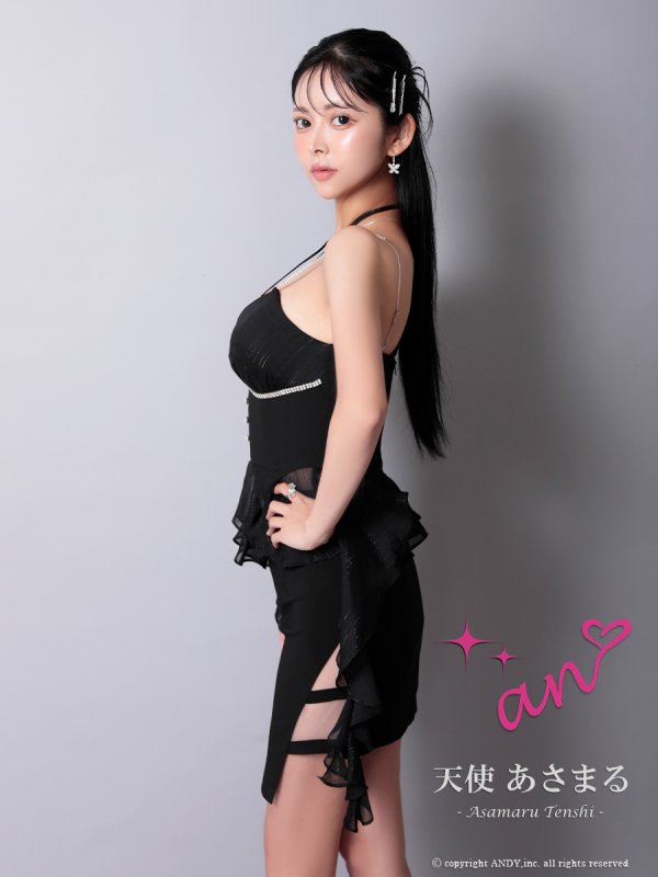 画像4: XSサイズあり【an/アン】クロスネック/ ラメフリル/ ビジュー/ キャミソール/ アシンメトリー/ タイト/ セットアップ/ ミニドレス/ キャバドレス[OF05] (4)