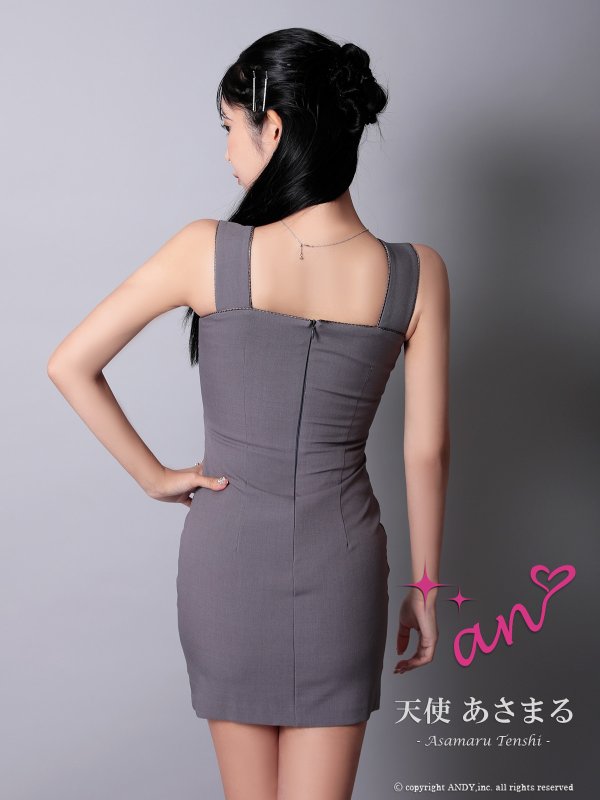 画像5: XSサイズあり【an /アン】スクエアネック/ バストジップ/ ノースリーブ/ ベルトデザイン/ タイト/ ミニドレス/ キャバドレス[OF05] (5)