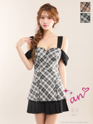 AOC3341＊配色ツイードフレアミニドレスwhM AOC3341＊配色ツイードフレアミニドレスwhM AOC3341＊配色ツイード