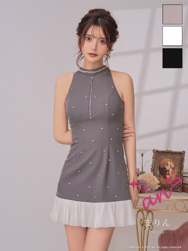 グレーxホワイト　モデル：まりん　身長：164cm　着用サイズ：Sサイズ