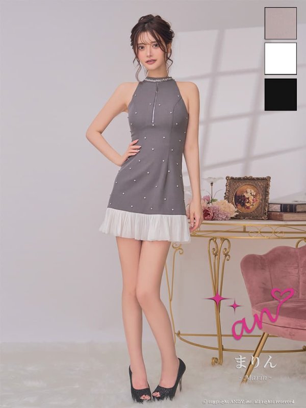 グレーxホワイト　モデル：まりん　身長：164cm　着用サイズ：Sサイズ