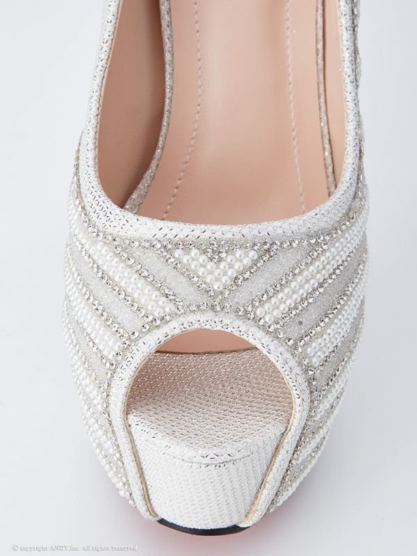 画像10: ☆人気の為再入荷☆【an D-SELECTION 02 COLLECTION 17】14cmヒール/ パール/ ビジュー/ オープントゥパンプス[OF02] (10)