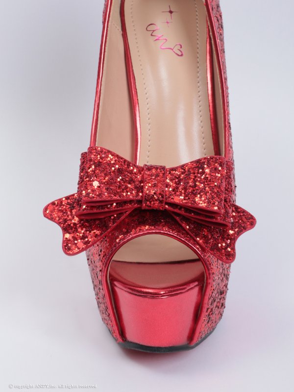 画像7: 【an】5color/ 14cmヒール/ グリッター/ リボンモチーフ/ ハイヒール/ ピンヒール/ オープントゥパンプス [OF02] (7)