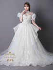 画像12: 【couture an/クチュールアン】 刺繍/ パフスリーブ/ チョーカー/ チュール/ レース/ フレア/  プリンセス/ ロングドレス/ ウエディングドレス long[OF05] (12)