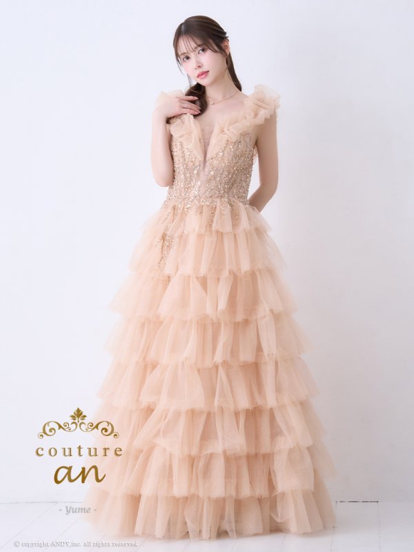 画像9: 【couture an/クチュールアン】オフショル/ フリル/ ビジュー/ シフォン/ フレア/ Aライン/ プリンセス/ ロングドレス/ キャバドレス long[OF05] (9)