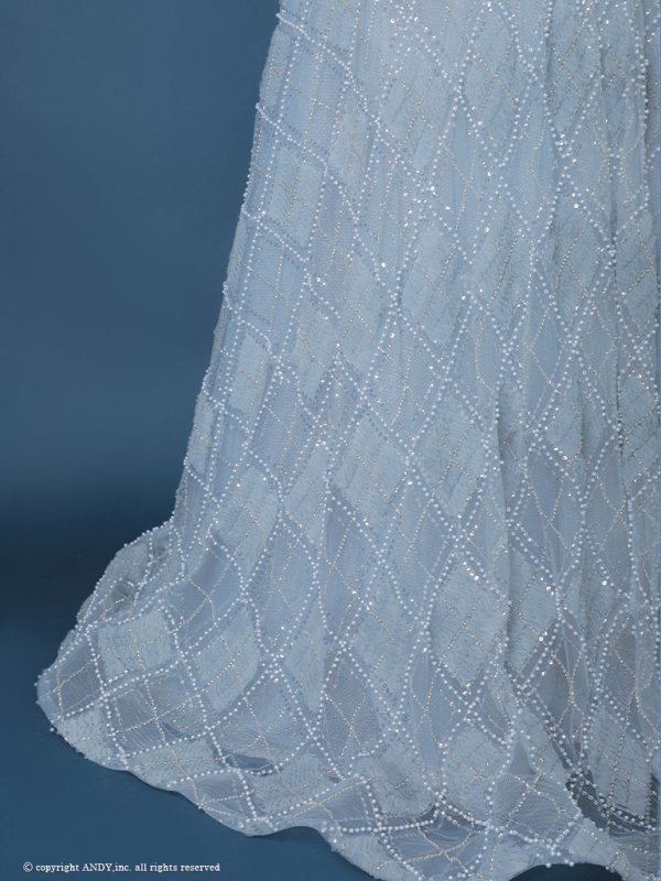 画像7: 【couture an/クチュールアン】ベア/ ラメ/ オフショル/チュール/ パール/ ビーズ刺繍/ バックリボン/ Aライン/ プリンセス/ ロングドレス/ キャバドレス long[OF05] (7)