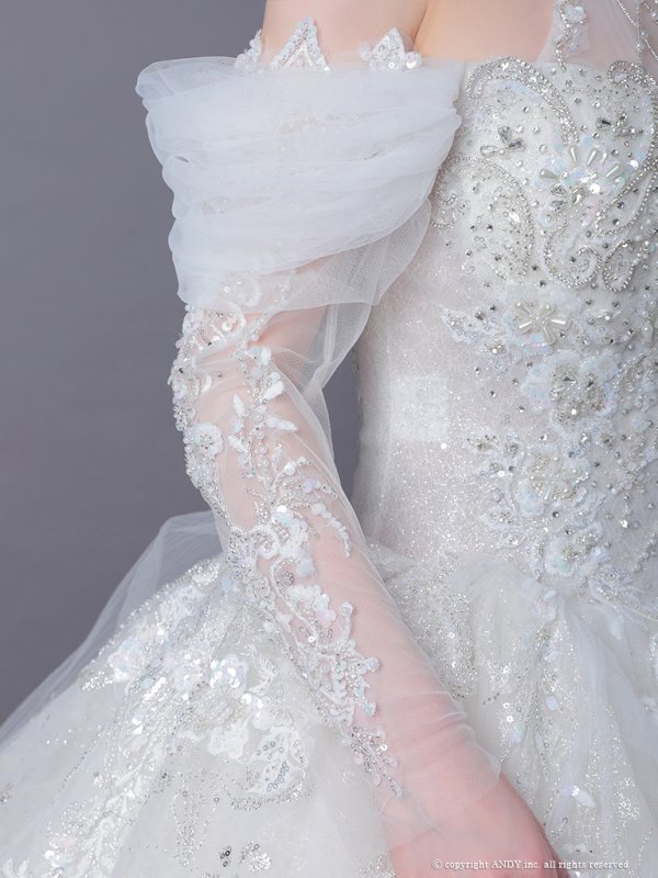 画像7: 【couture an/クチュールアン】アメスリ/ レース/ 袖あり/ スパンコール/ ビーズ/ 刺繍/ ロングスリーブ/ オフショル/ Aライン/ プリンセス/ ロングドレス/ キャバドレス long[OF05] (7)