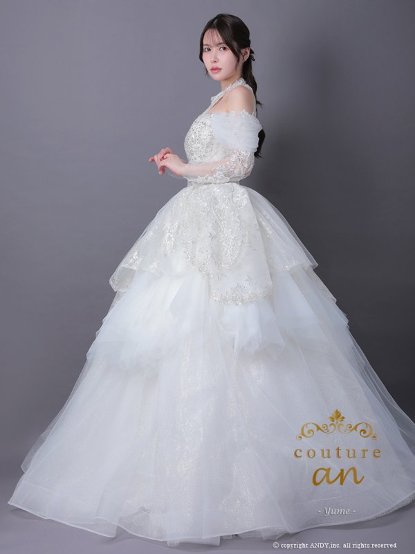 画像3: 【couture an/クチュールアン】アメスリ/ レース/ 袖あり/ スパンコール/ ビーズ/ 刺繍/ ロングスリーブ/ オフショル/ Aライン/ プリンセス/ ロングドレス/ キャバドレス long[OF05] (3)