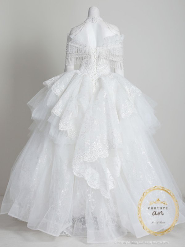 画像27: 【couture an/クチュールアン】レース/ チュール/ オフショルダー/ プリンセス/ エレガント/ ロングドレス/ ビーズ装飾/ ゴージャス/ パーティードレス/ シアー/キャバドレス long[OF05] (27)