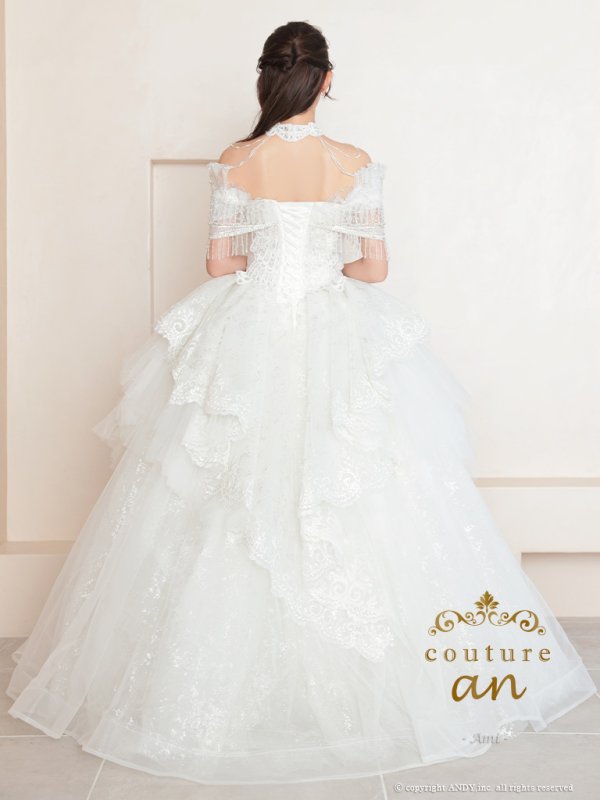 画像18: 【couture an/クチュールアン】レース/ チュール/ オフショルダー/ プリンセス/ エレガント/ ロングドレス/ ビーズ装飾/ ゴージャス/ パーティードレス/ シアー/キャバドレス long[OF05] (18)