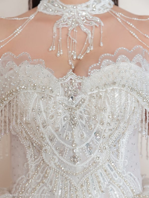 画像21: 【couture an/クチュールアン】レース/ チュール/ オフショルダー/ プリンセス/ エレガント/ ロングドレス/ ビーズ装飾/ ゴージャス/ パーティードレス/ シアー/キャバドレス long[OF05] (21)